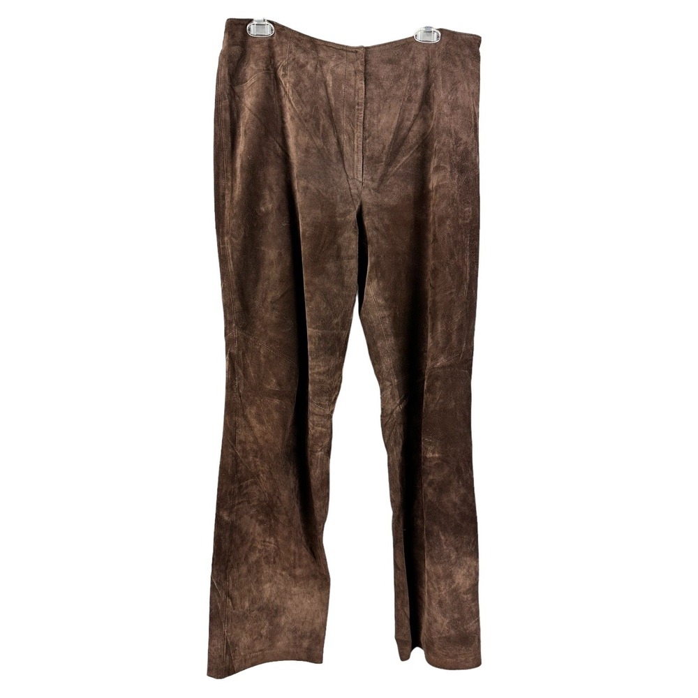Yvonne Marie Women's Sz 12 Pants Suede Leather Straight Leg Western Brown L